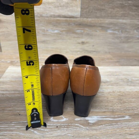Etienne Aigner Napoleon Brown Leather Slip On Heels Women's Size 7 - Picture 3 of 7